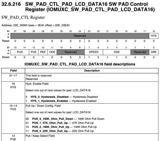 確定pad_ctrl寄存器地址和pad_ctl值。